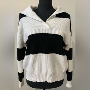 Tahari Black and White V-Neck Sweater